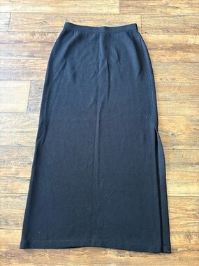 St. John Black Maxi Pencil Skirt with Side Slit
